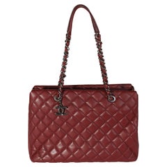 Chanel Dark Red Quilted Caviar City Shopping Tote