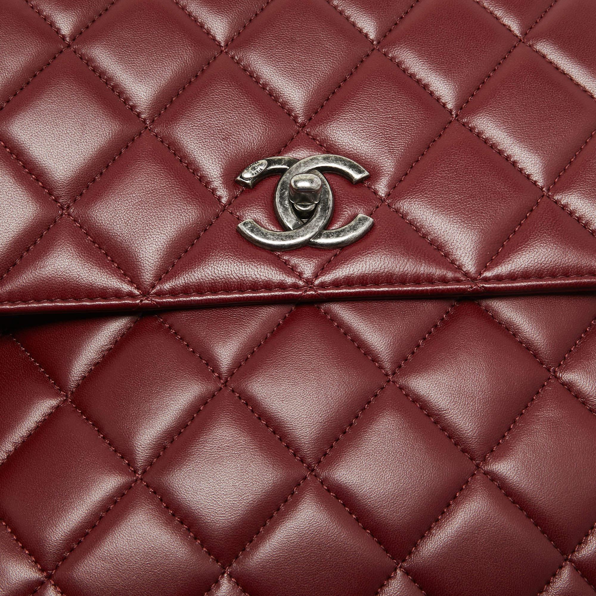 Chanel Dark Red Quilted Leather Large Trendy CC Top Handle Bag 9