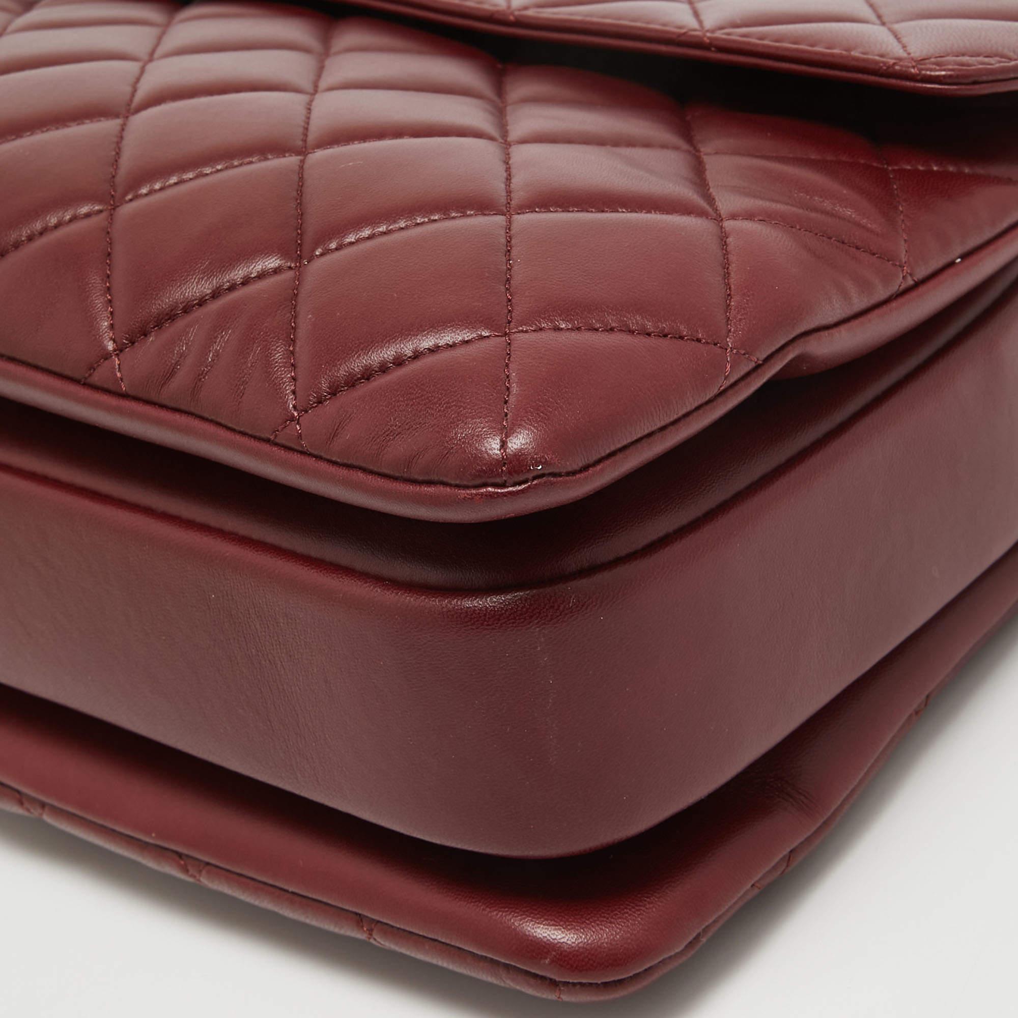 Chanel Dark Red Quilted Leather Large Trendy CC Top Handle Bag 2