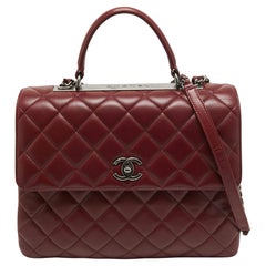 Chanel Dark Red Quilted Leather Large Trendy CC Top Handle Bag