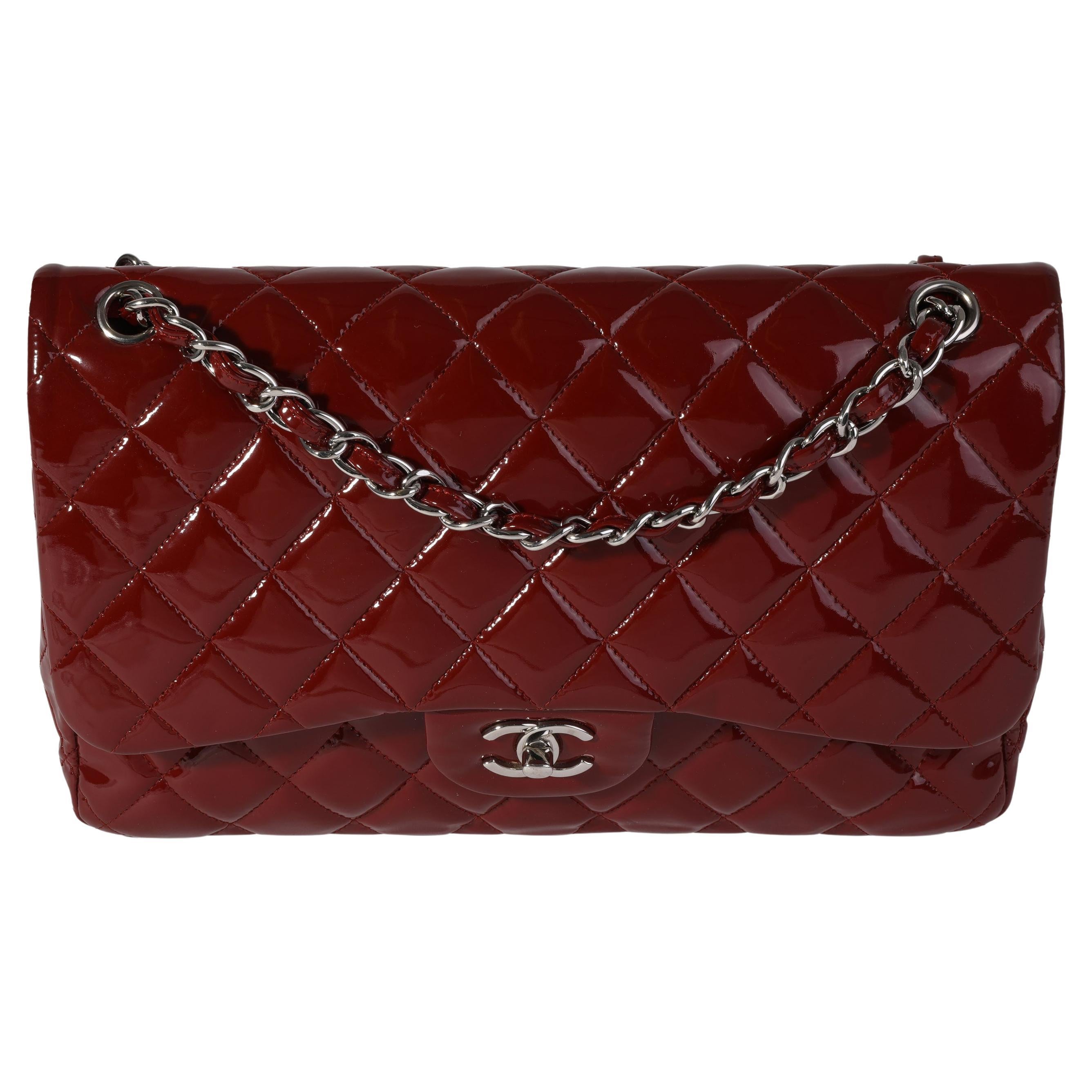 Chanel Vintage Dark Red Lambskin Contrast Piping Tall S