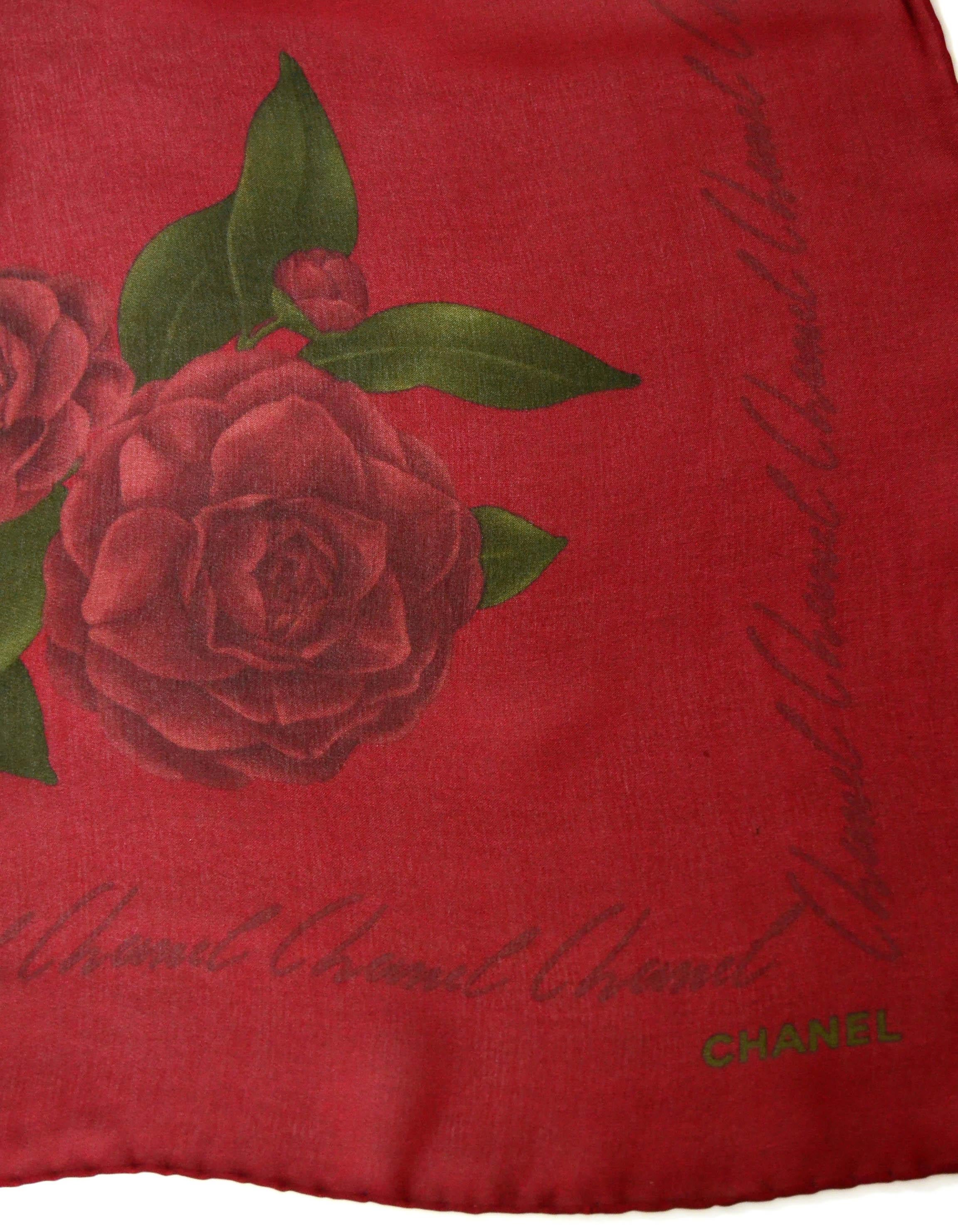 Chanel Dark Red Rose Print 34