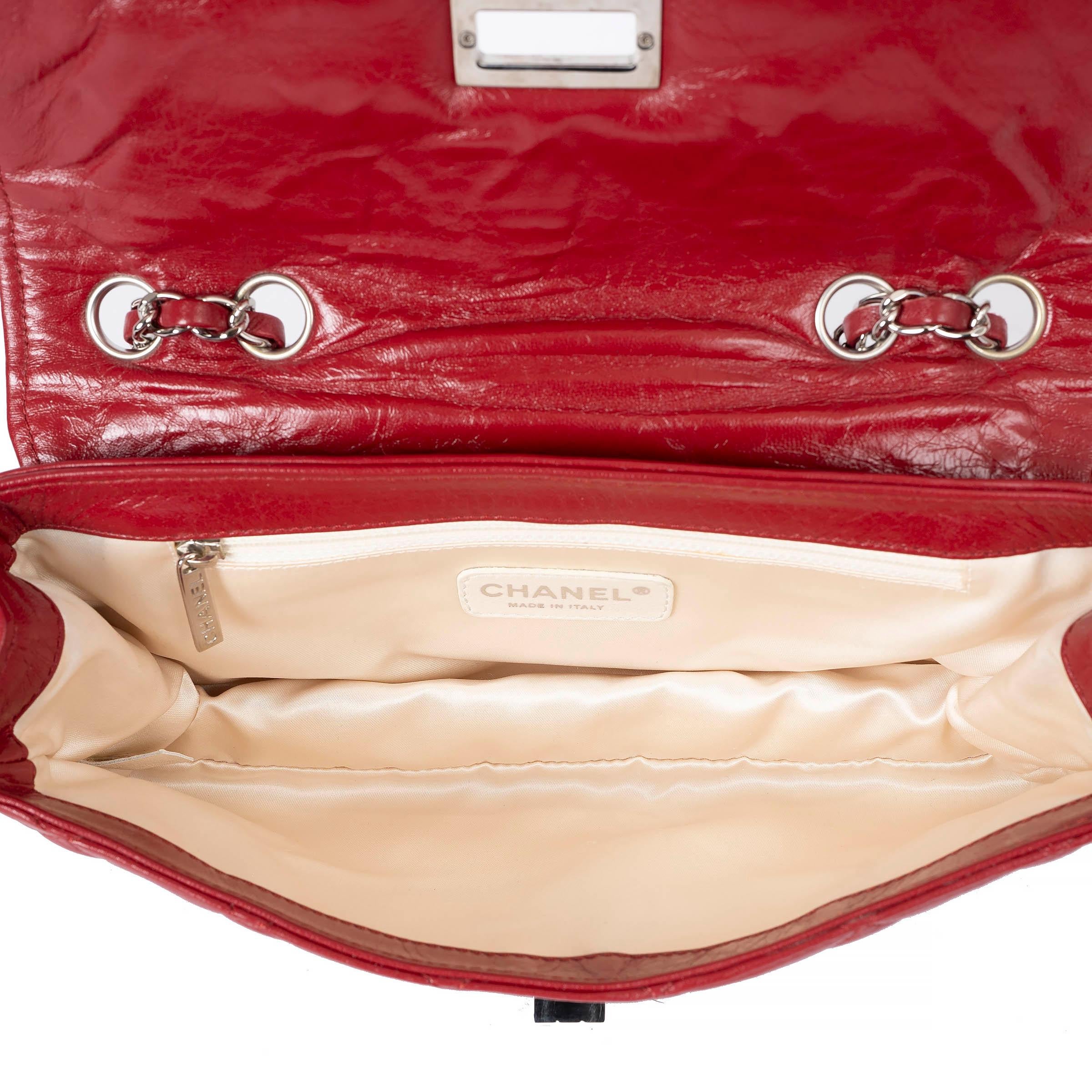 CHANEL dark red white leather 2008 MADEMOISELLE EAST WEST Bag 1