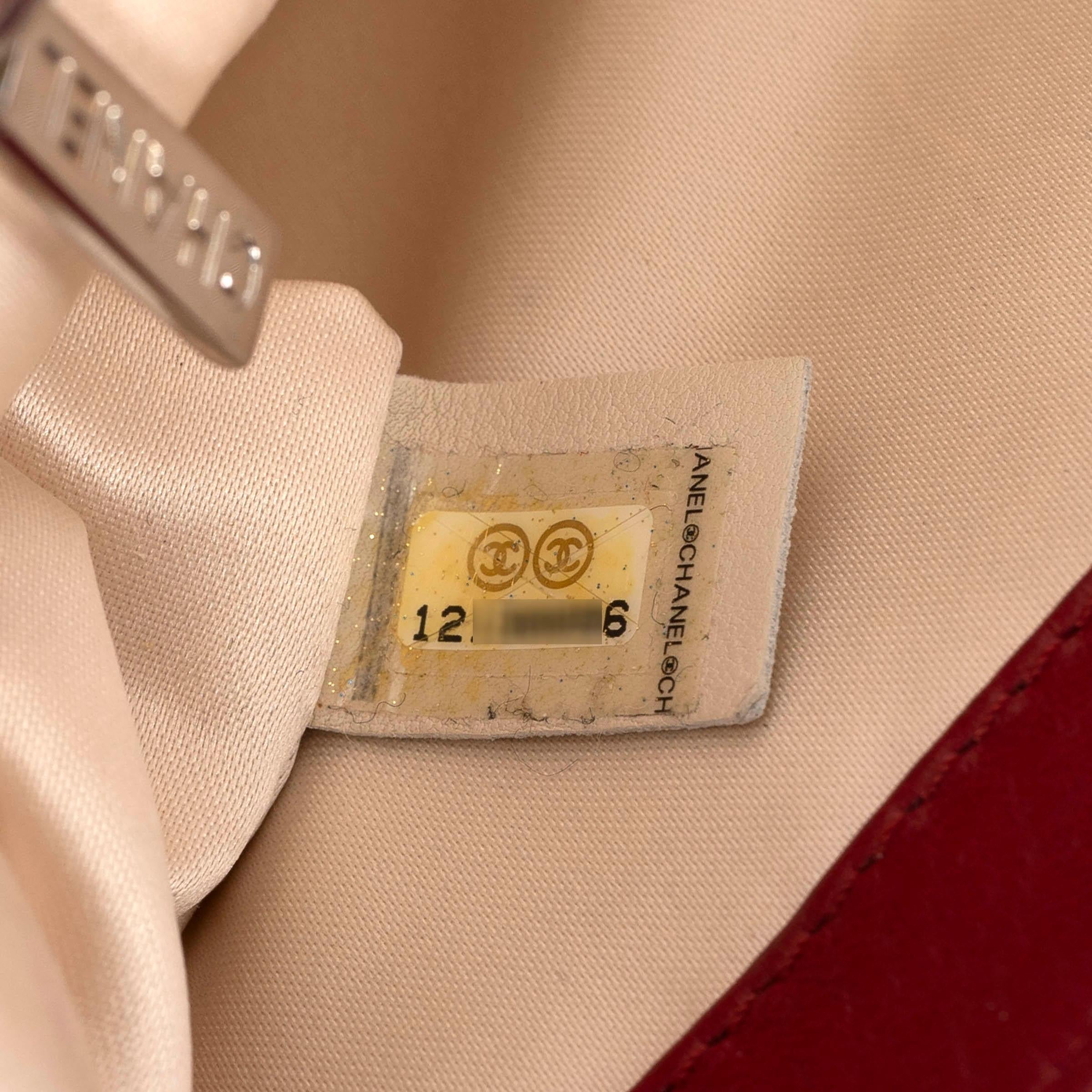 CHANEL dark red white leather 2008 MADEMOISELLE EAST WEST Bag 3