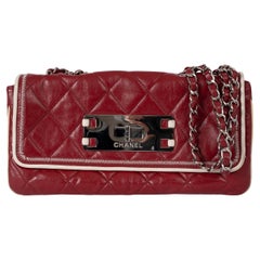 Borsa Chanel rosso scuro in pelle bianca 2008 MADEMOISELLE EAST WEST