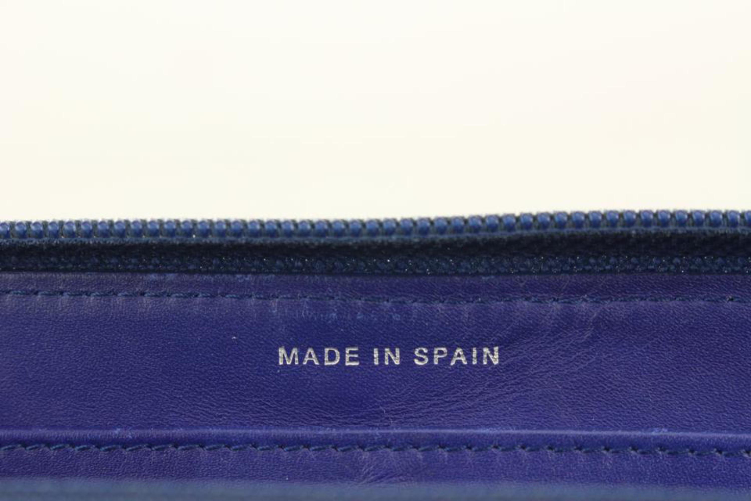 Chanel Dark Royal Blue Caviar Leather CC Logo L-Gusset Zip Wallet Long 1028c8 For Sale 2