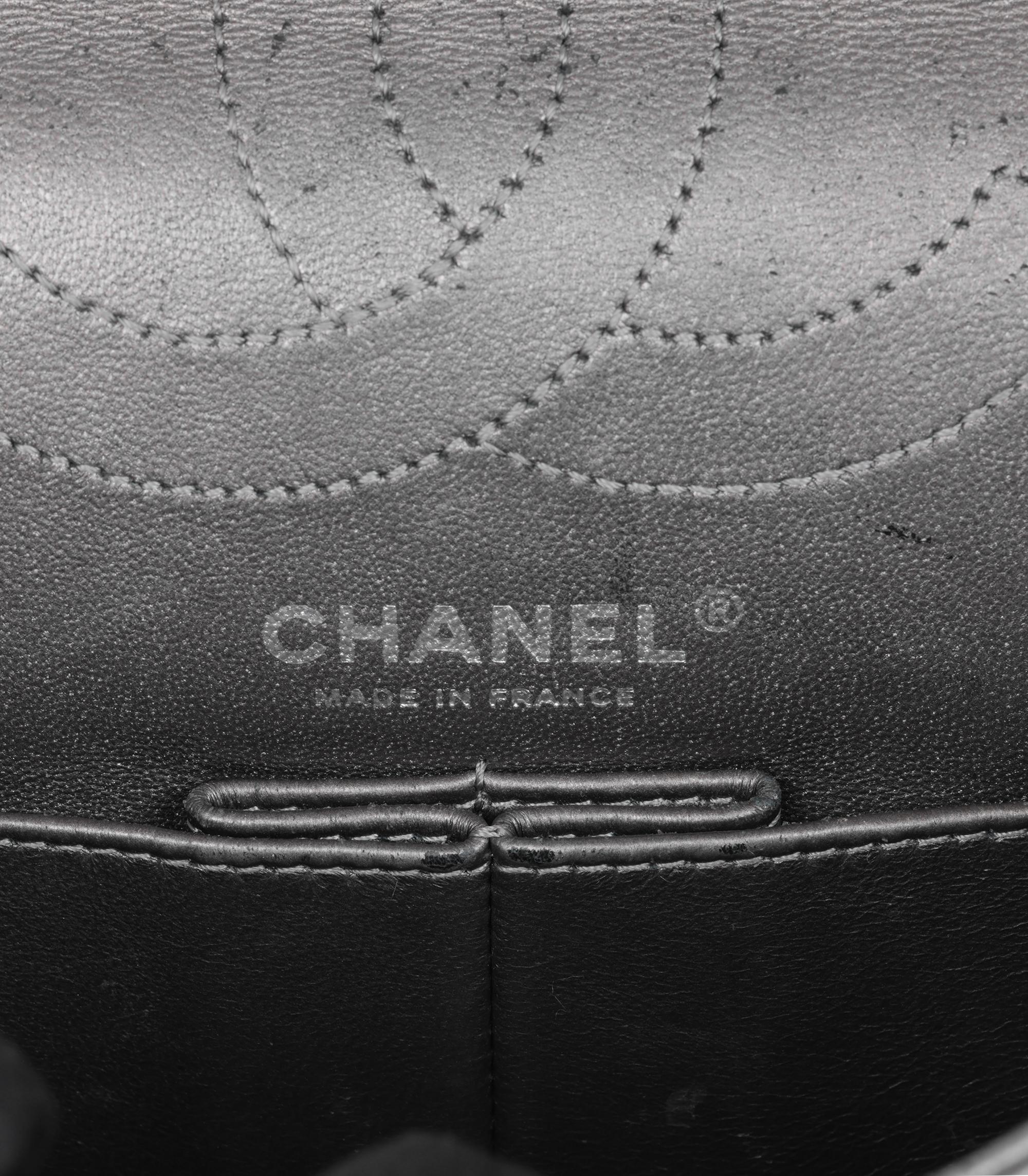 Chanel  Dark Silver Metallic Quilted Leather Reissue 225 2.55 Double Flap Bag For Sale 5
