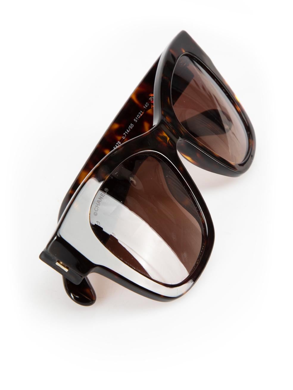 Chanel Dark Tortoise Square Sunglasses For Sale 4