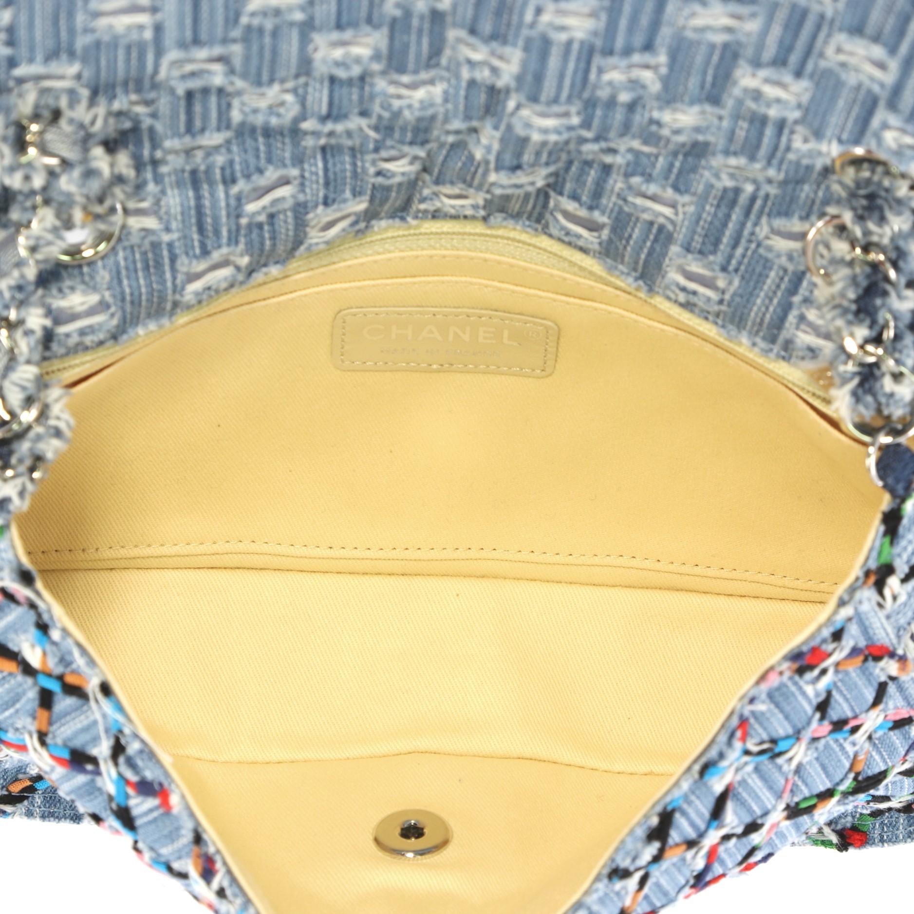 Chanel Data Center Charm Flap Bag Quilted Denim Medium  1
