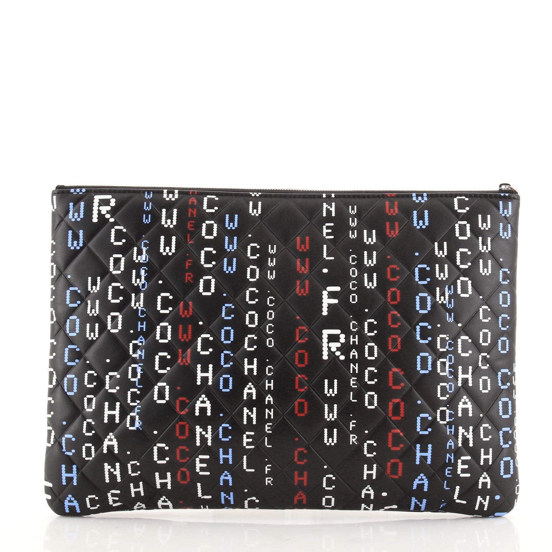 Chanel Data Center O Case Clutch Quilted Printed Lambskin Large In Good Condition In NY, NY