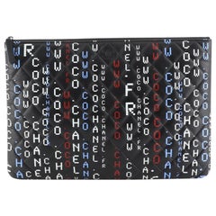 Chanel Data Center O Case Clutch Quilted Printed Lambskin Large