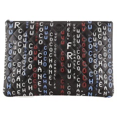 Chanel Data Center O Case Clutch Quilted Printed Lambskin Large