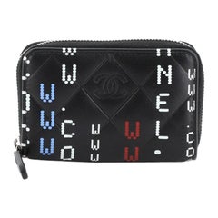 Chanel Data Center Zip Around Wallet Quilted Printed Lambskin Compact