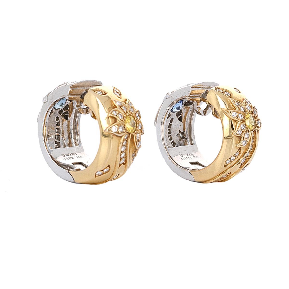 Chanel Tag und Nacht Weiß- und Gelbgold-Ohrringe (Rundschliff)