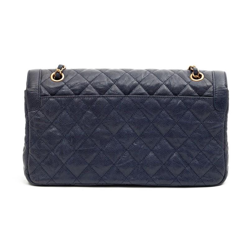 Black CHANEL Day Bag In Blue Caviar Leather