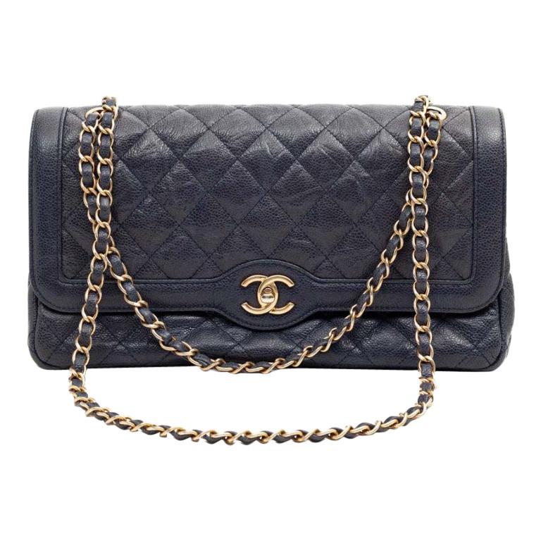 CHANEL Day Bag In Blue Caviar Leather