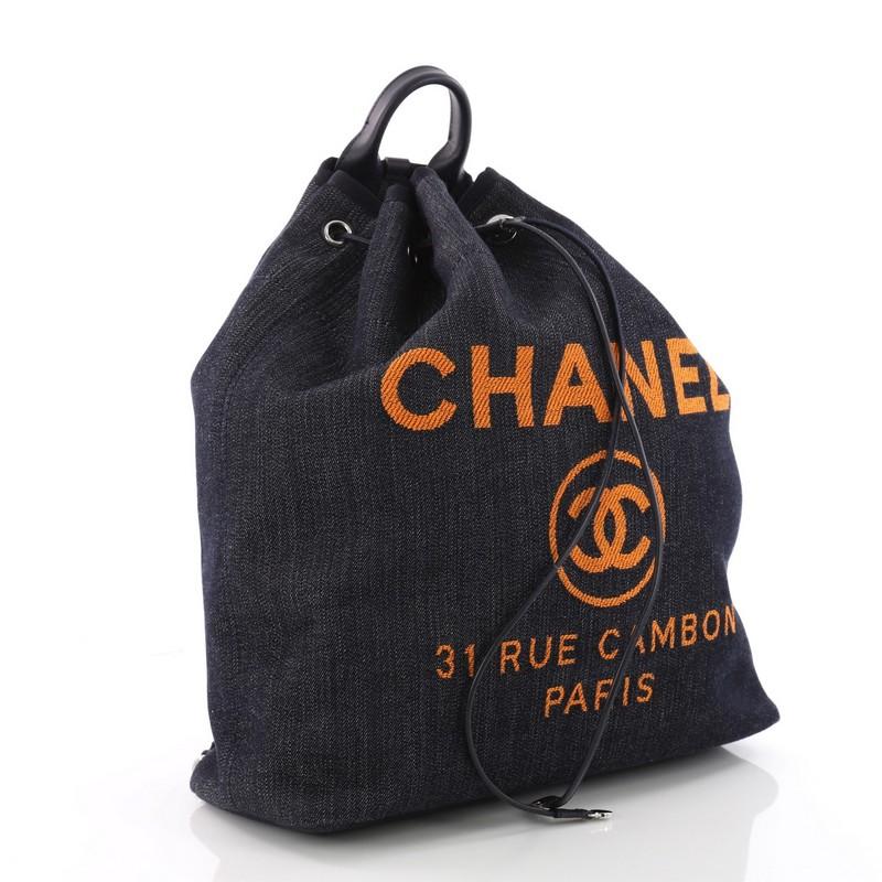 Black Chanel Deauville Backpack Denim Large