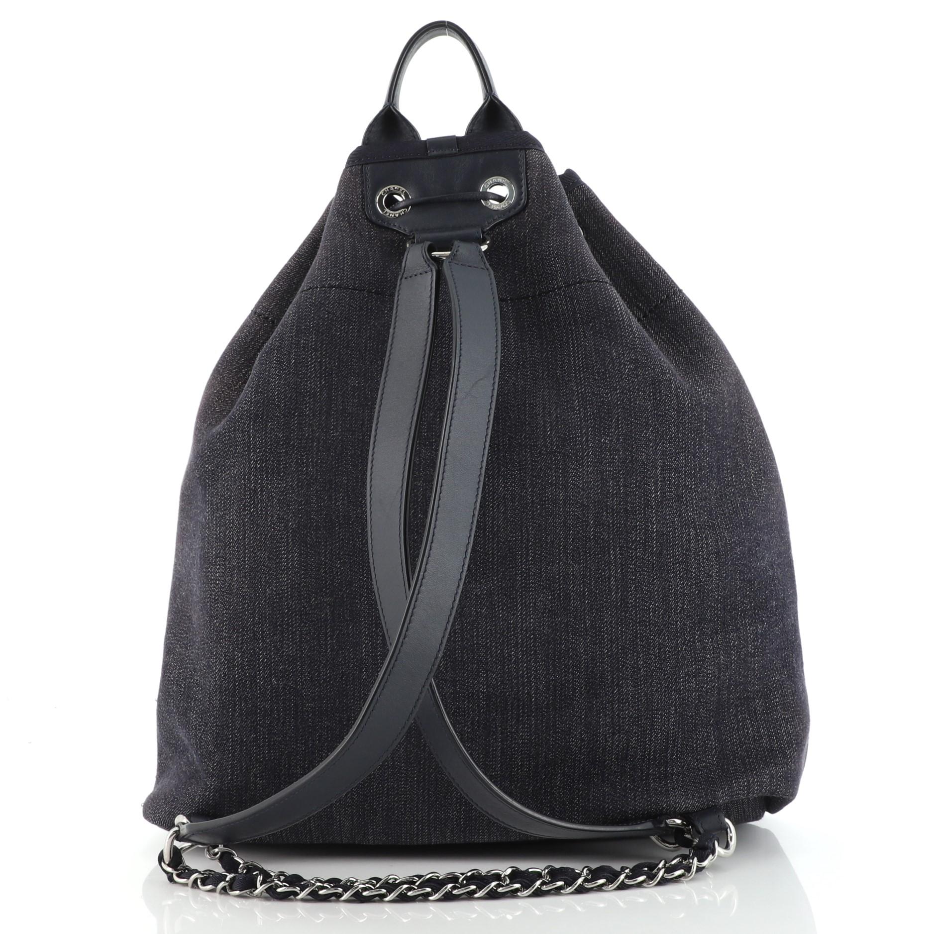 Chanel Deauville Backpack Denim Large In Good Condition In NY, NY