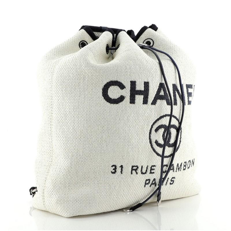 Gray Chanel Deauville Backpack Raffia Large