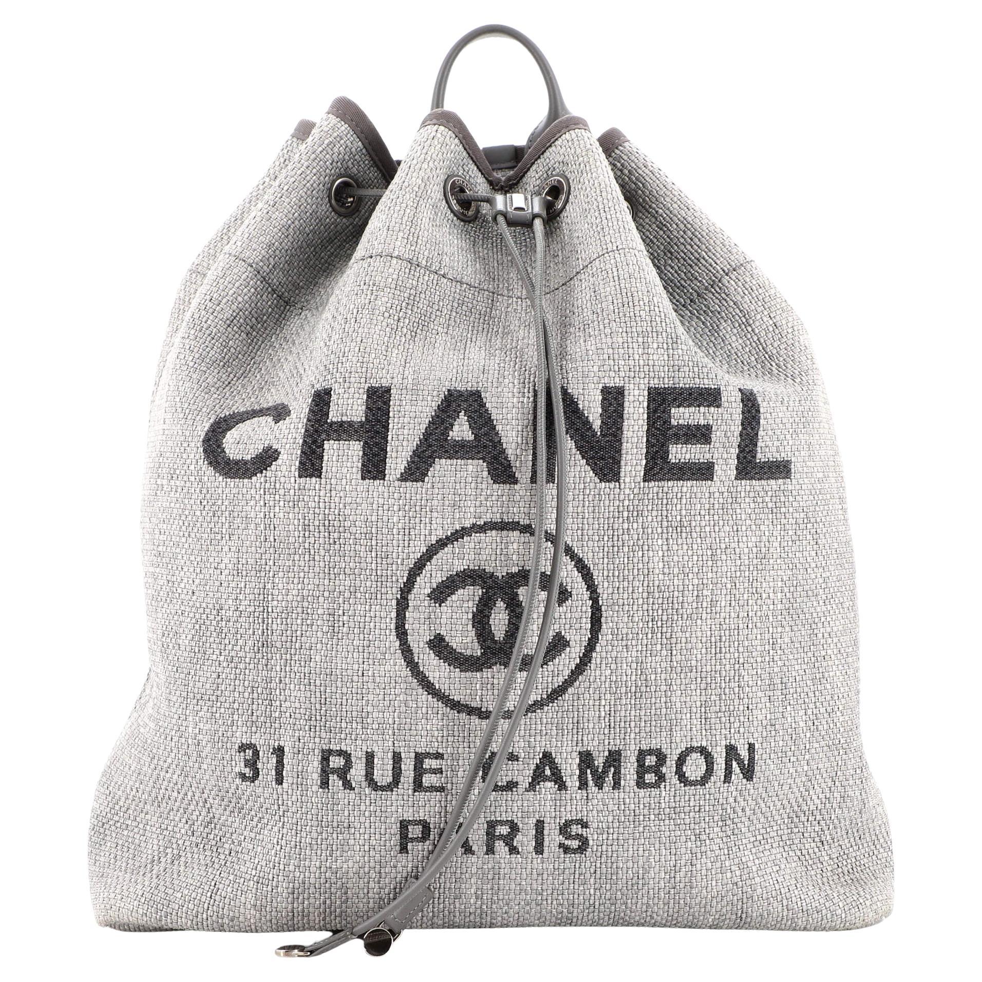 Chanel Deauville Backpack Raffia Large For Sale at 1stDibs