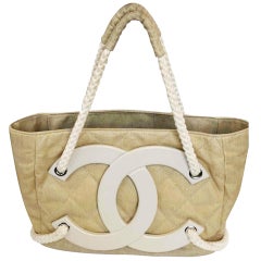 Chanel Deauville Bag Limited Edition Cruise Beige Coated Canvas Tote
