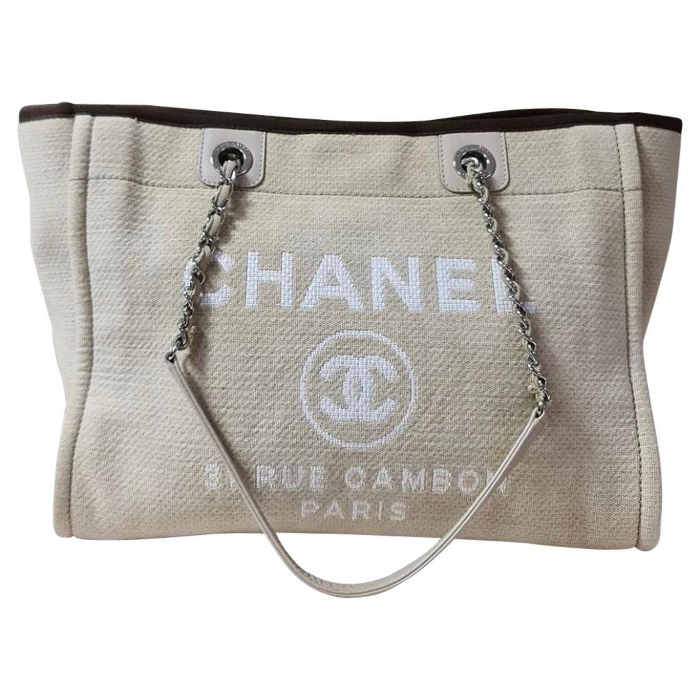 Chanel Deauville Beige Tweed Tote Bag