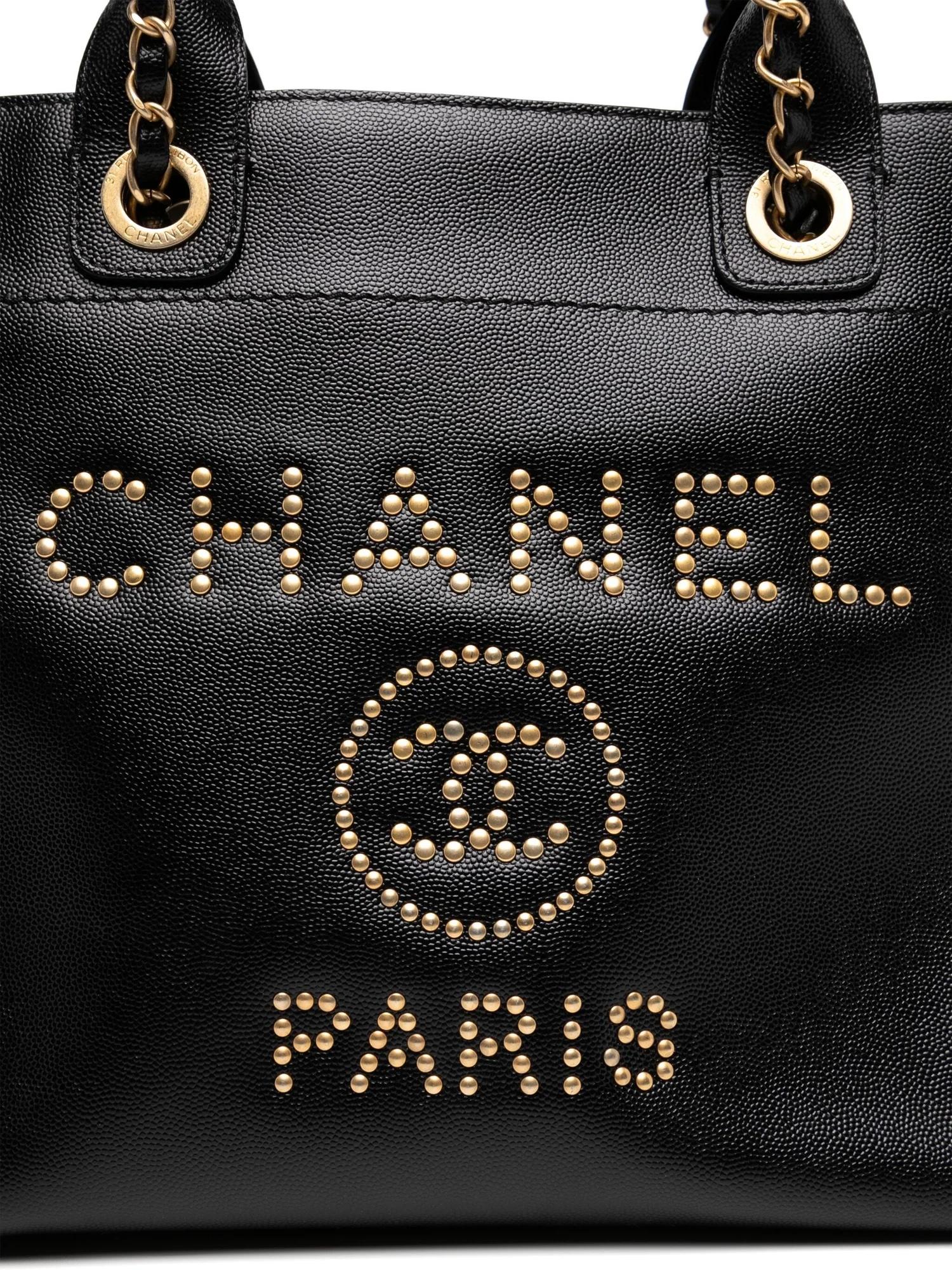 Women's or Men's Chanel Deauville Black Leather Bag For Sale