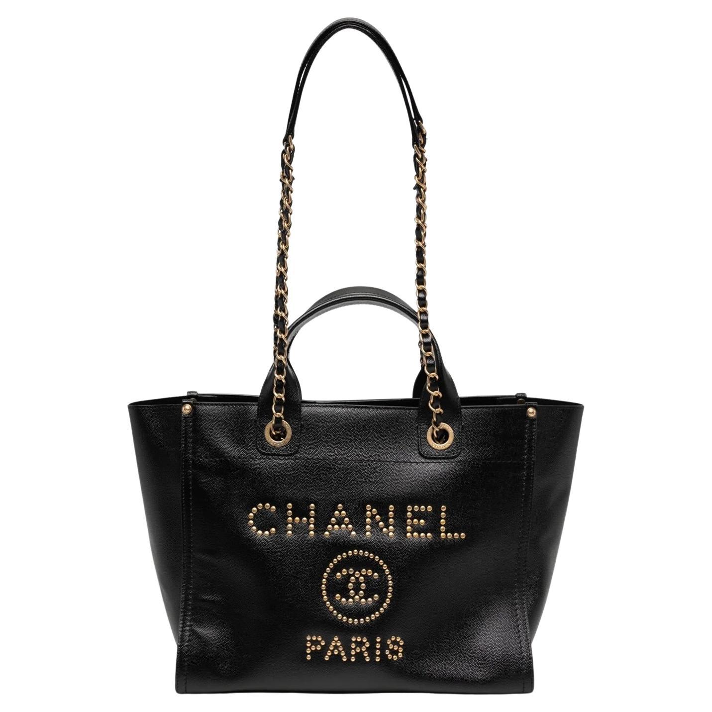 Chanel Deauville Black Leather Bag For Sale