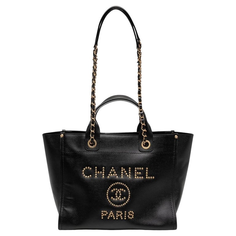 Borsa Chanel Deauville in pelle nera in vendita su 1stDibs