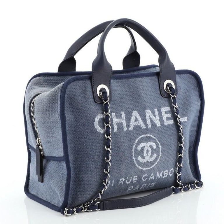 Chanel Deauville Bowling Bag Canvas Large at 1stDibs