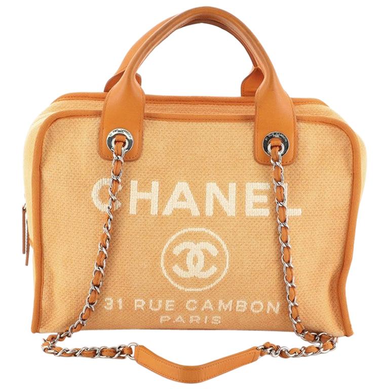 Chanel Deauville Bowling Bag Canvas Large at 1stDibs
