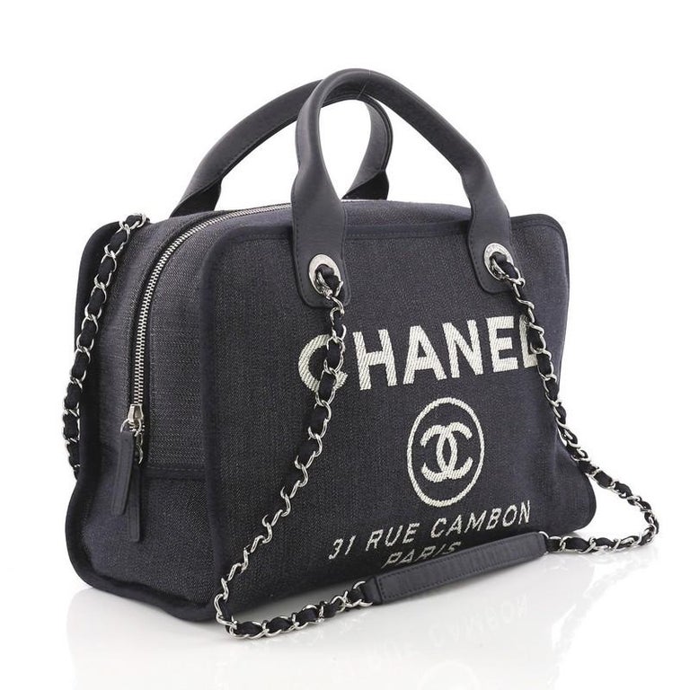 Chanel Deauville Bowling Bag Denim Large at 1stDibs
