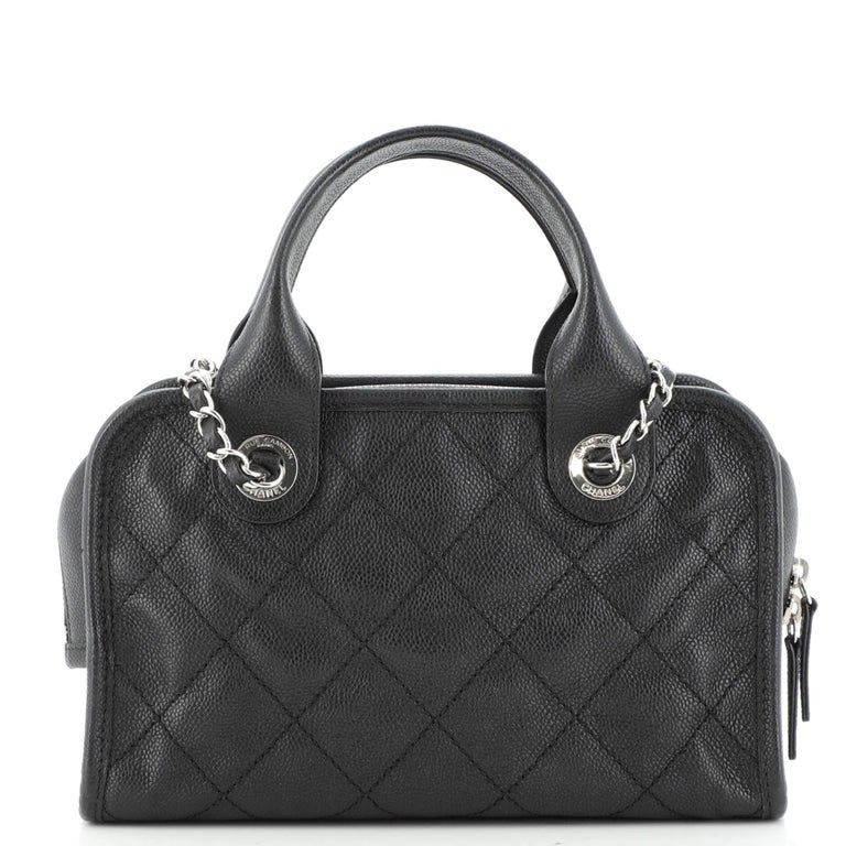 25S CHANEL QUILTED CAVIAR BOWLING BAG 27 IN PINK CALFSKIN