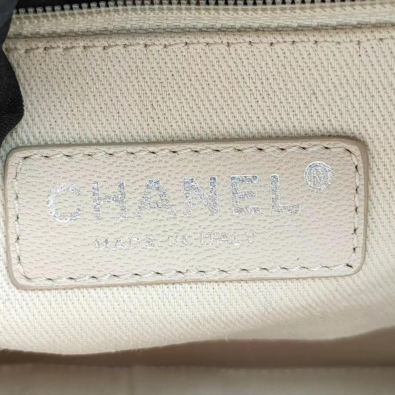 Chanel Deauville Chain Shoulder Bag Beige Raffia and Tweed 7