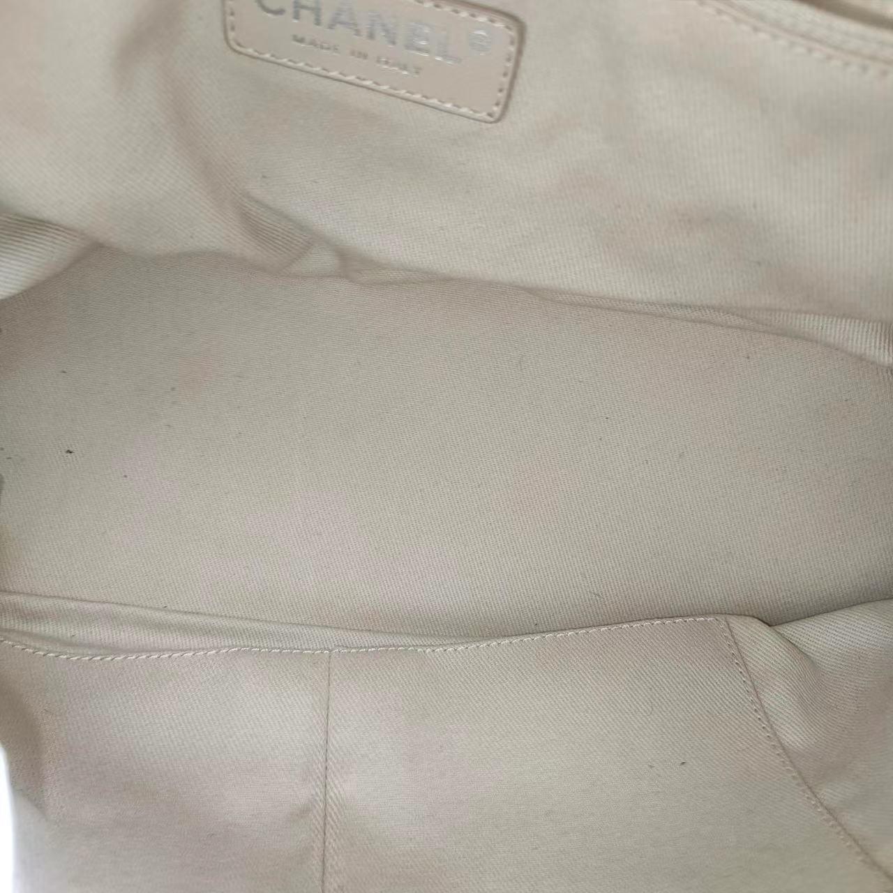 Chanel Deauville Chain Shoulder Bag Beige Raffia and Tweed 8