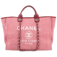 Chanel Deauville Chain Tote Canvas Large