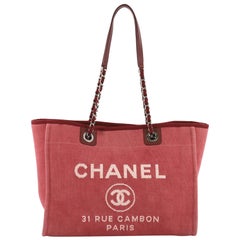 Chanel Deauville Chain Tote Canvas Small