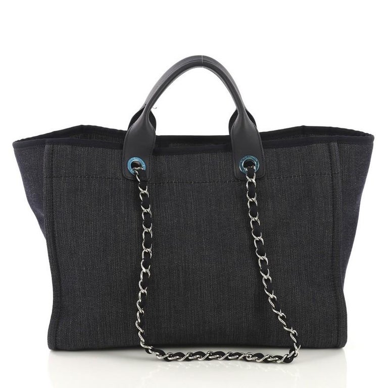 Chanel Deauville Chain Tote Denim Medium at 1stDibs