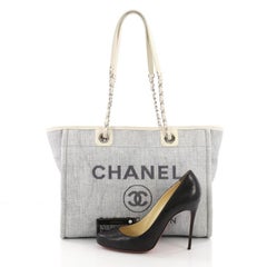 Chanel Deauville Kette Tote Raffia Smal