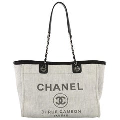 Chanel Deauville Chain Tote Raffia Small