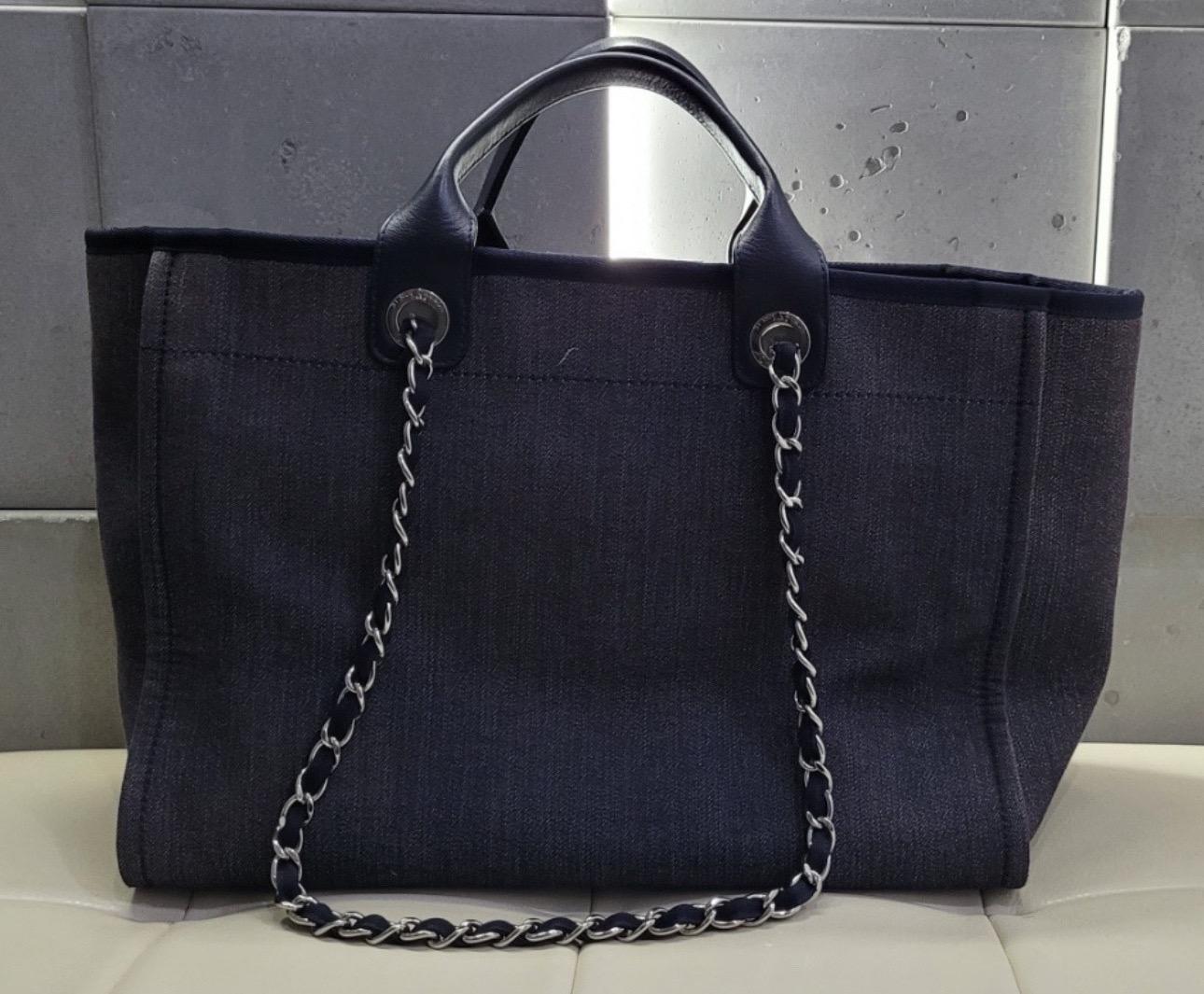 Chanel Deauville Denim Blue Chain Handbag Shoulder Bag  6