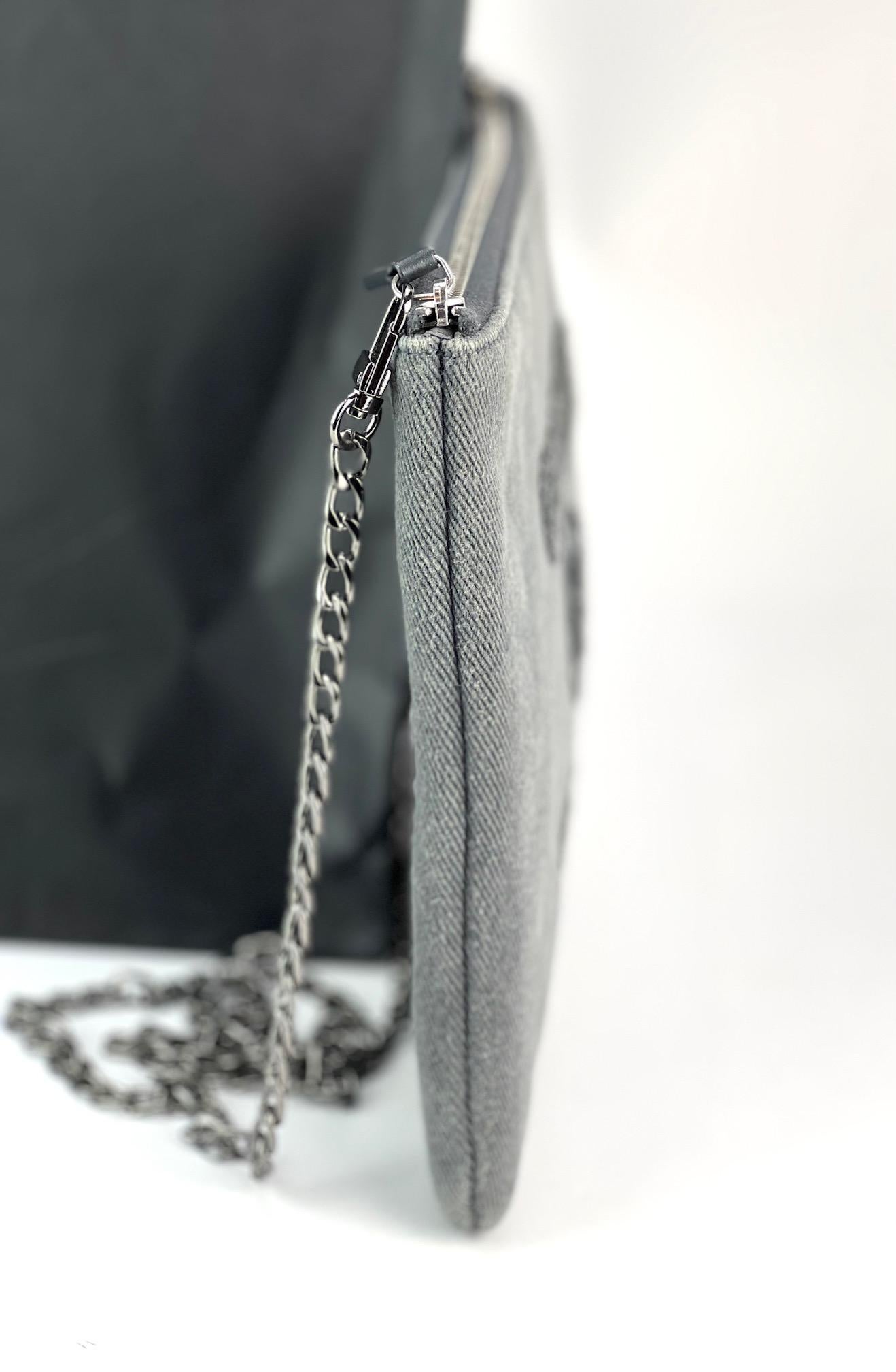 Chanel Deauville Denim Sequin Clutch Shoulder Bag 4