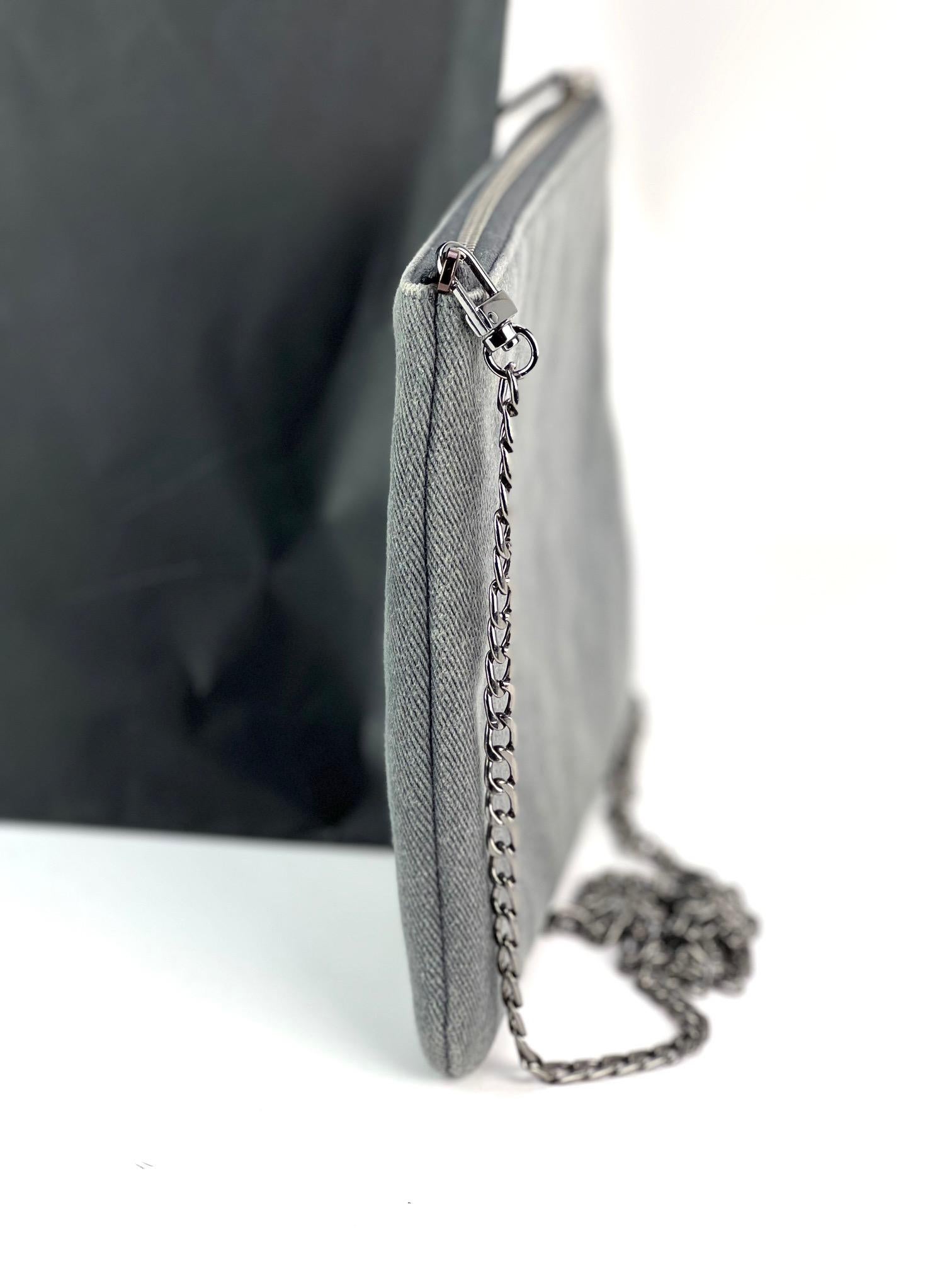 Chanel Deauville Denim Sequin Clutch Shoulder Bag For Sale 5