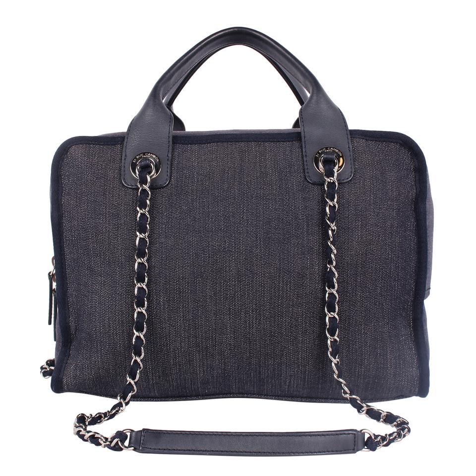 Women's Chanel Deauville Denim Shoulder Bag Tote Blue For Sale