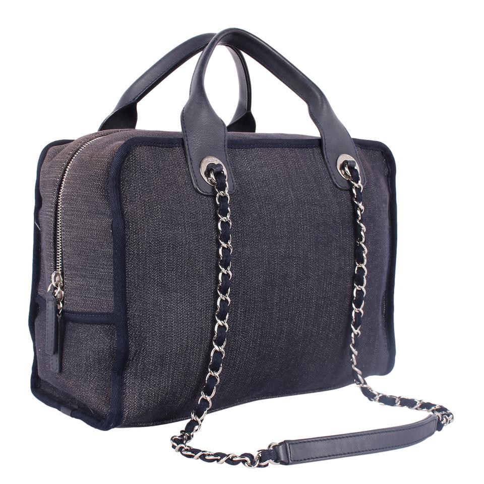 Chanel Deauville Denim Shoulder Bag Tote Blue For Sale 3