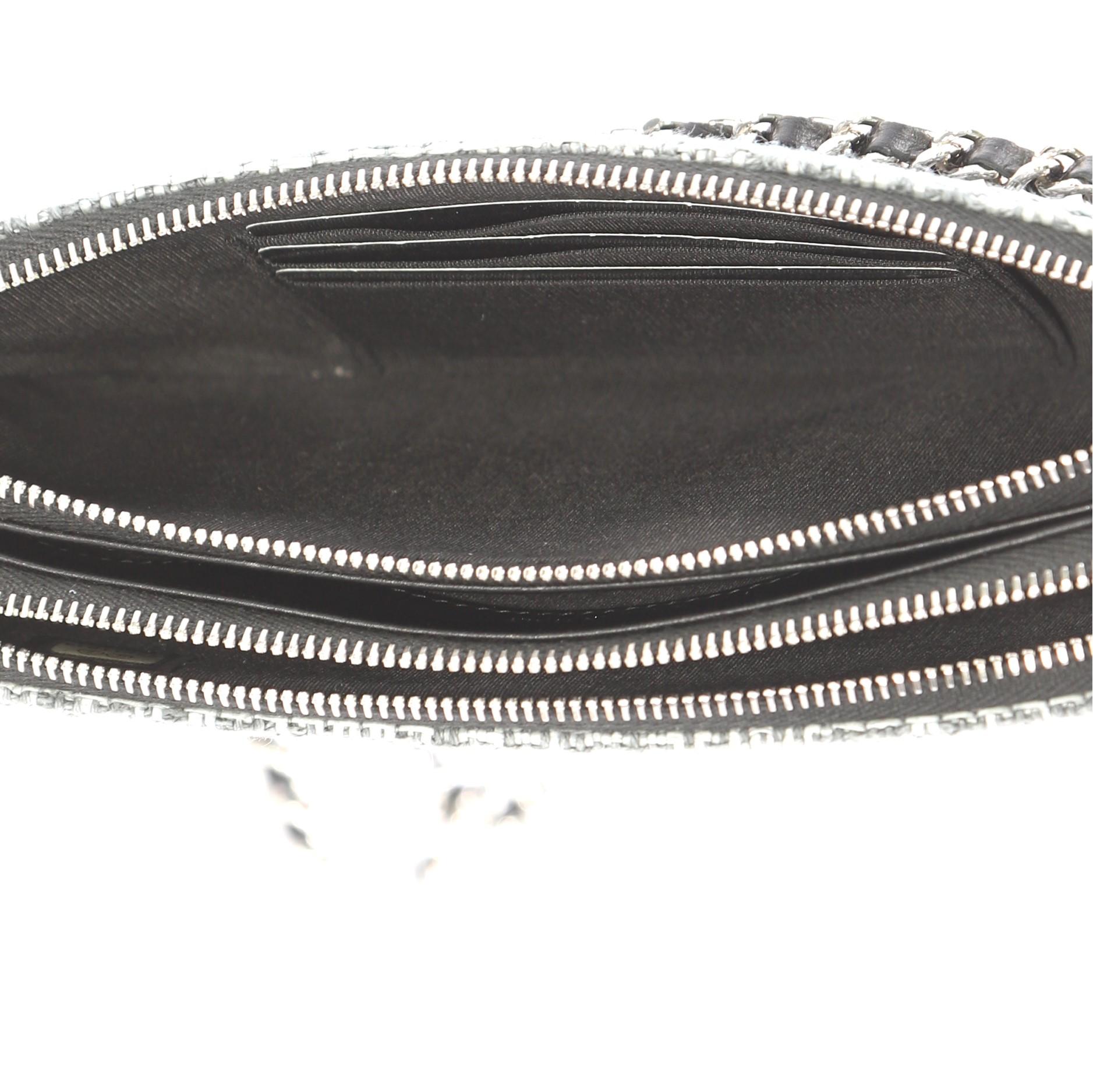 Women's or Men's Chanel Deauville Double Zip Clutch with Chain Canvas