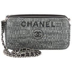 Chanel Deauville Double Zip Clutch with Chain Canvas