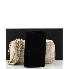 Chanel Deauville Double Zip Clutch with Chain Raffia
