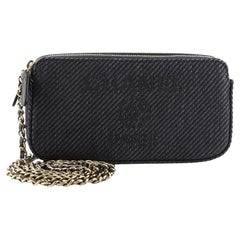 Chanel Deauville Double Zip Clutch with Chain Raffia