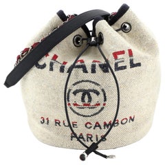 Chanel Deauville - Sac à seau à cordon en toile - taille moyenne